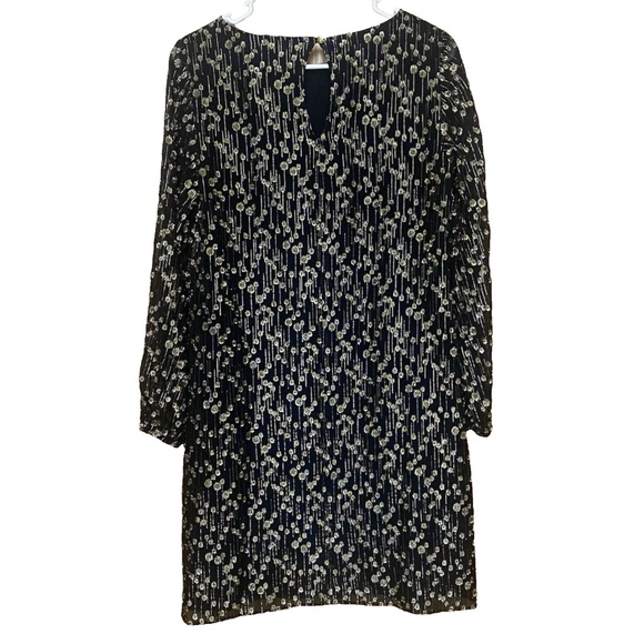 Sail To Sable Clifton Black Dress Size 4 Long Sleeve Metallic Gold Dot NWT $198 - Picture 15 of 16